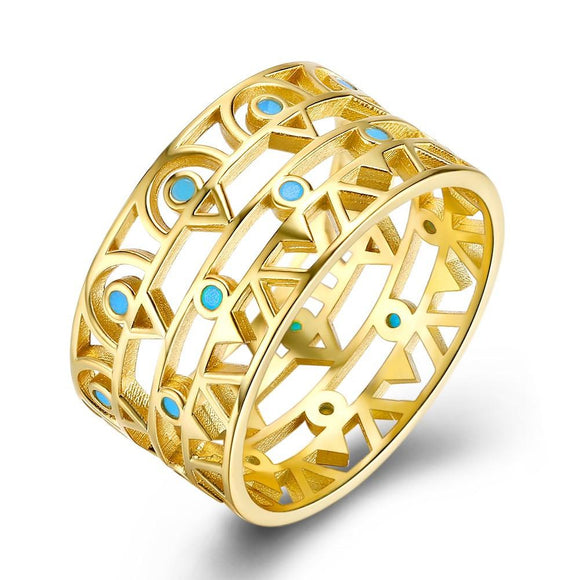 Sterling Silver Gold Turquoise Ring