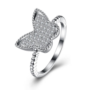 Sterling Silver Butterfly Zircon Ring