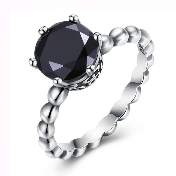 Sterling Silver Black Gemstone Ring