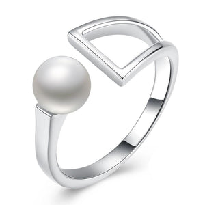 Sterling Silver Curved Pearl Shell Ring