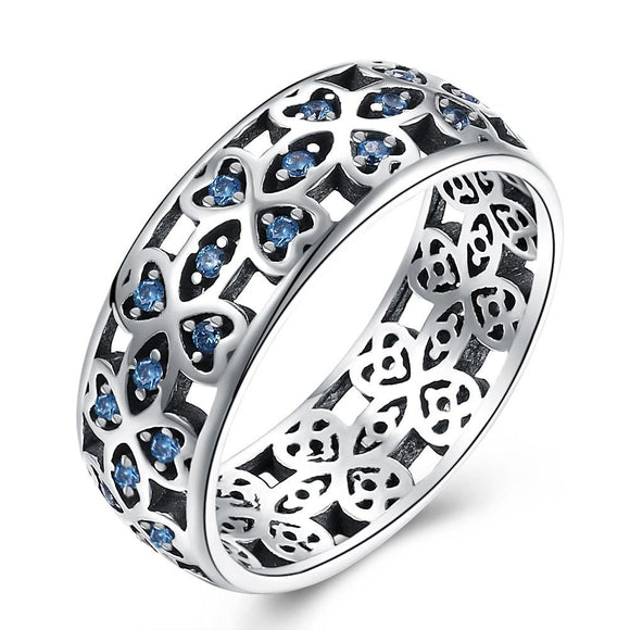 Sterling Silver Wind Blue Zirconium Ring