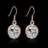 Sterling Silver Rose Gold Zirconium Earrings