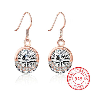 Sterling Silver Rose Gold Zirconium Earrings