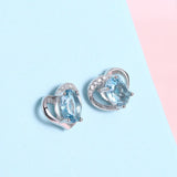 Sterling Silver Blue Crystal Heart Earrings