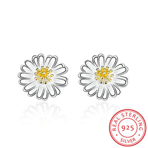 Sterling Silver Daisy Stud Earrings