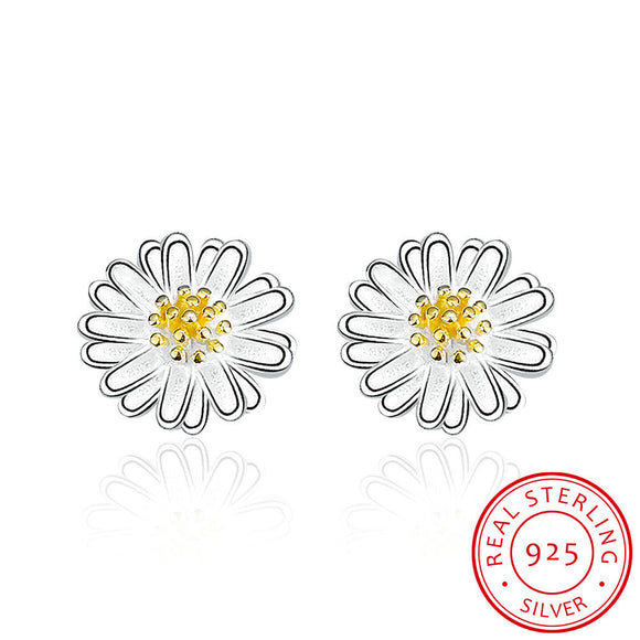 Sterling Silver Daisy Stud Earrings