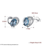 Sterling Silver Blue Crystal Heart Earrings