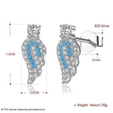 Sterling Silver Crystal Blue Wings Earrings